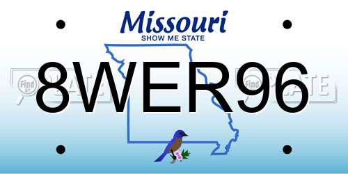 8WER96 Missouri License Plate