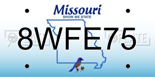 8WFE75 Missouri License Plate