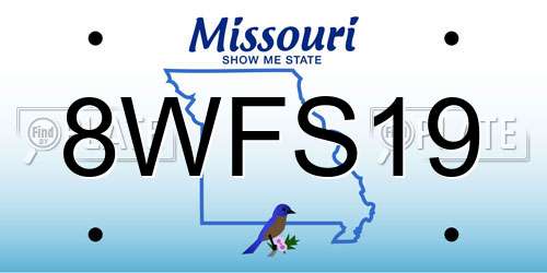 8WFS19 Missouri License Plate