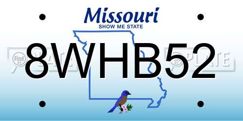 8WHB52 Missouri License Plate