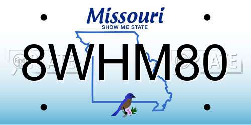 8WHM80 Missouri License Plate