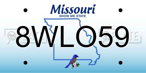 8WLO59 Missouri License Plate
