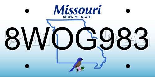 8WOG983 Missouri License Plate