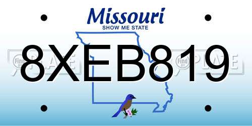 8XEB819 Missouri License Plate