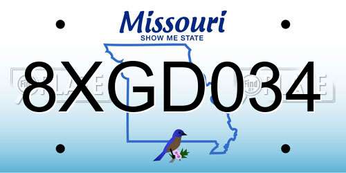 8XGD034 Missouri License Plate
