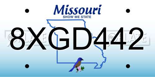 8XGD442 Missouri License Plate