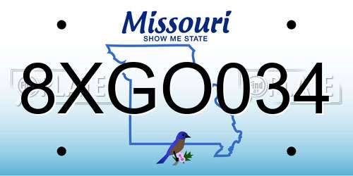 8XGO034 Missouri License Plate