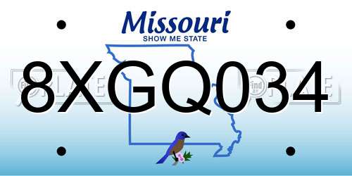 8XGQ034 Missouri License Plate