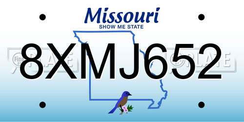 8XMJ652 Missouri License Plate