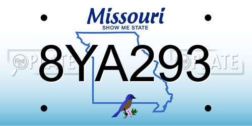 8YA293 Missouri License Plate
