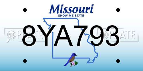 8YA793 Missouri License Plate