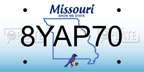 8YAP70 Missouri License Plate