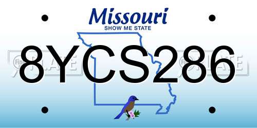 8YCS286 Missouri License Plate