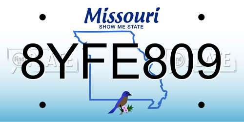 8YFE809 Missouri License Plate