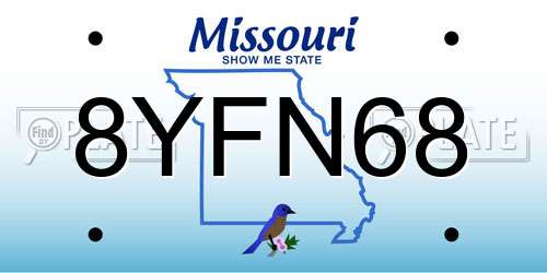 8YFN68 Missouri License Plate