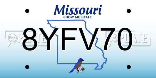 8YFV70 Missouri License Plate