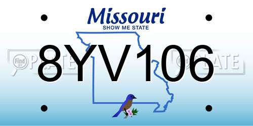 8YV106 Missouri License Plate