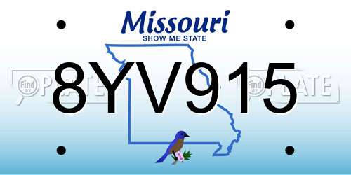 8YV915 Missouri License Plate