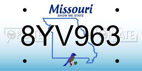 8YV963 Missouri License Plate