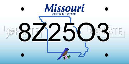 8Z25O3 Missouri License Plate
