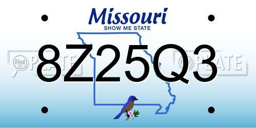 8Z25Q3 Missouri License Plate