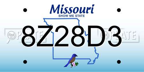 8Z28D3 Missouri License Plate