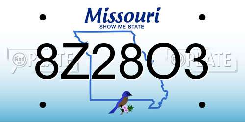 8Z28O3 Missouri License Plate