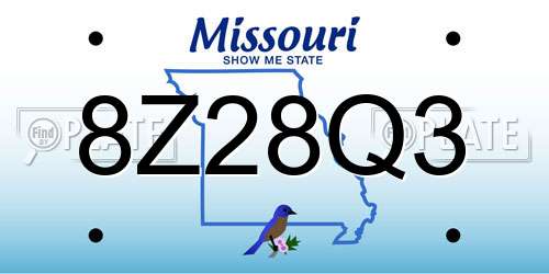 8Z28Q3 Missouri License Plate
