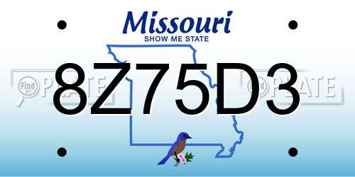 8Z75D3 Missouri License Plate