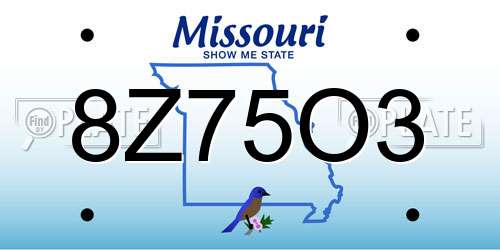 8Z75O3 Missouri License Plate