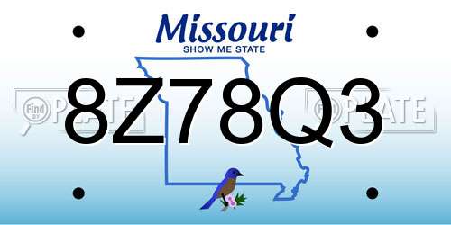 8Z78Q3 Missouri License Plate