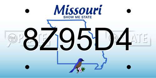 8Z95D4 Missouri License Plate