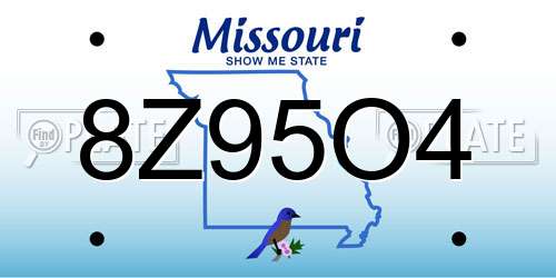 8Z95O4 Missouri License Plate