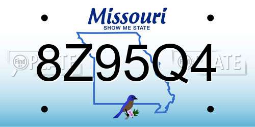 8Z95Q4 Missouri License Plate