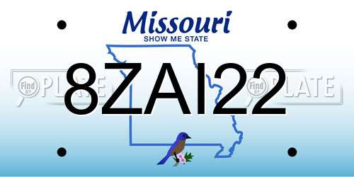 8ZAI22 Missouri License Plate