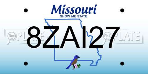 8ZAI27 Missouri License Plate