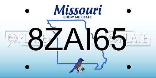 8ZAI65 Missouri License Plate