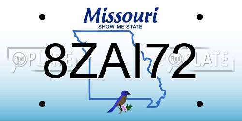 8ZAI72 Missouri License Plate