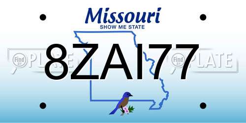8ZAI77 Missouri License Plate