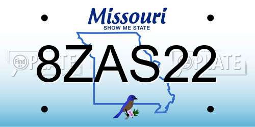 8ZAS22 Missouri License Plate
