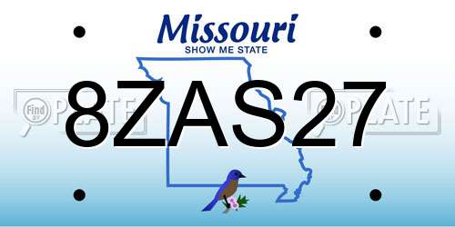 8ZAS27 Missouri License Plate