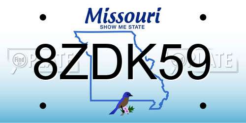 8ZDK59 Missouri License Plate
