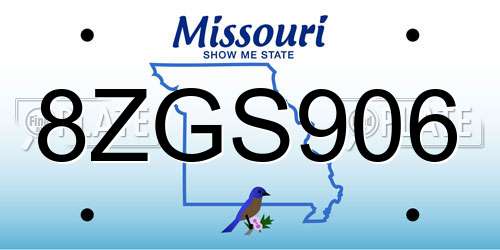 8ZGS906 Missouri License Plate
