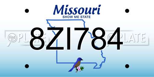 8ZI784 Missouri License Plate