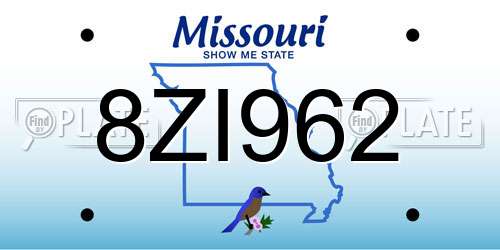 8ZI962 Missouri License Plate