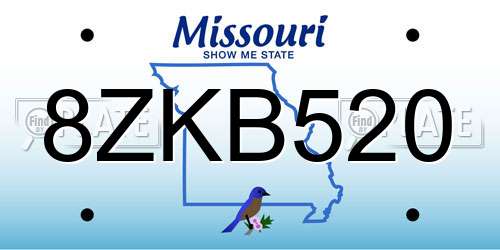 8ZKB520 Missouri License Plate