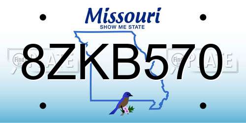 8ZKB570 Missouri License Plate