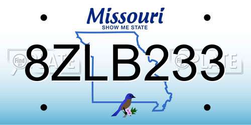 8ZLB233 Missouri License Plate