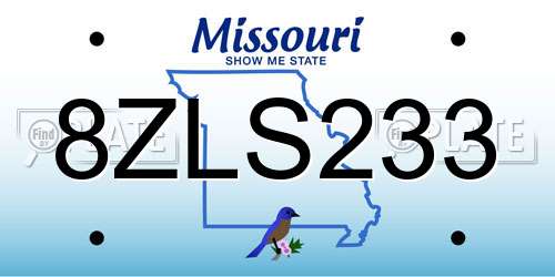 8ZLS233 Missouri License Plate