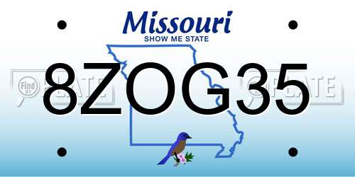 8ZOG35 Missouri License Plate